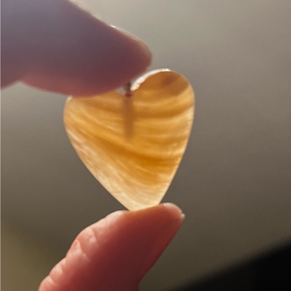 Butterscotch Banded Agate Carved Heart Charm - Picture 9 of 9